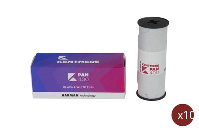 Kentmere Pan 400 Professional Black and White Negative Film Format 120 expired 08/2027 Pack of 10