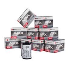 Agfa APX 100 Professional Black and White Negative Film (35mm Roll Film, 36 Exposures)  Expired 04/2029 - Pack with 10 pieces