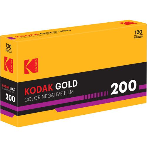 Kodak Eastman Gold Film 200 Color Negative Film (120 Roll Film, 5-Pack) Expires 12/2028