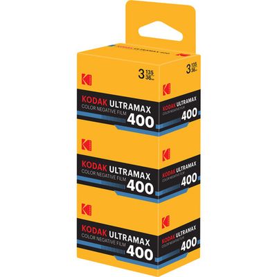 Kodak UltraMax 400 Color Negative Film (35mm Roll Film, 36 Exposures) Trio Pack expired 01/2028