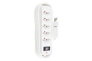Max Hauri AG Safety Line 5-socket power strip, Type 13 BS, white, with switch, 2m, clip-clap.