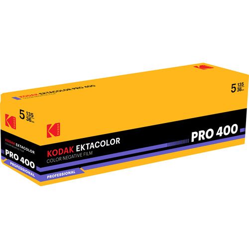 Kodak Ektacolor Pro 400 Color Negative Film (This item is five 36-exposure rolls of 35mm film. expired 08/2027