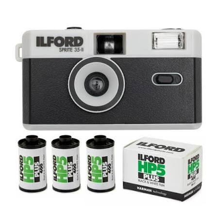 Ilford Sprite 35-II Film Camera grey with 4 film