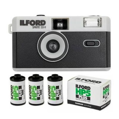 Ilford Sprite 35-II Film Camera grey with 4 film