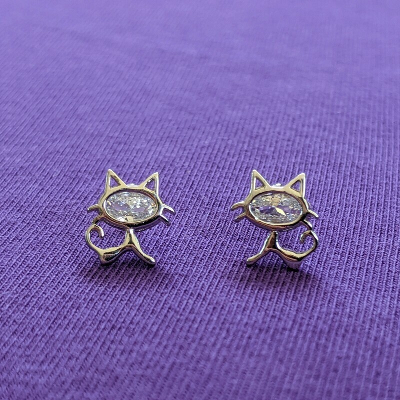 Sparkling Crystal Cat - Earrings