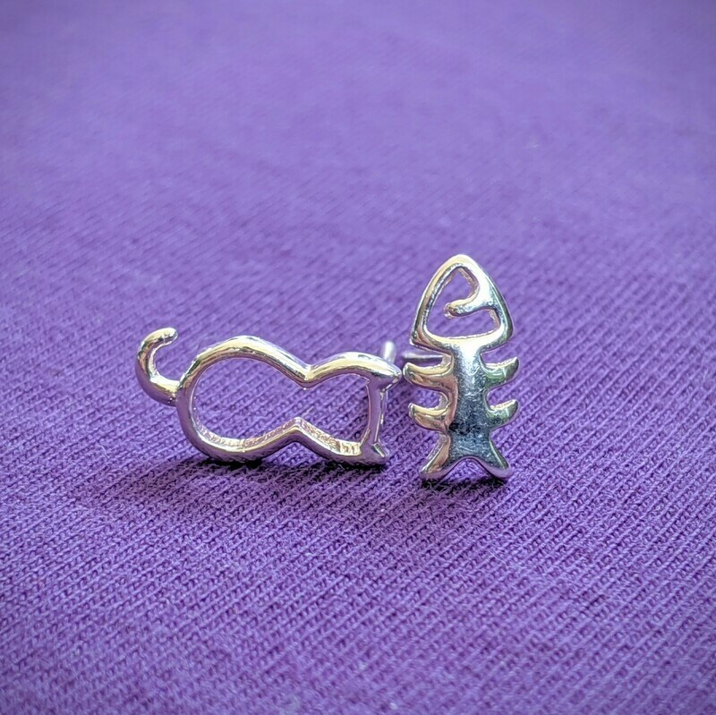 Cat and Fish Pair - Earrings