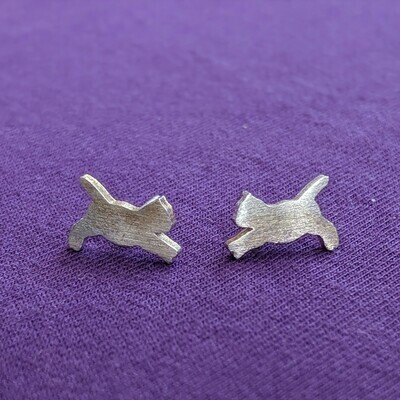 Brushed Silver Cats - Earrings
