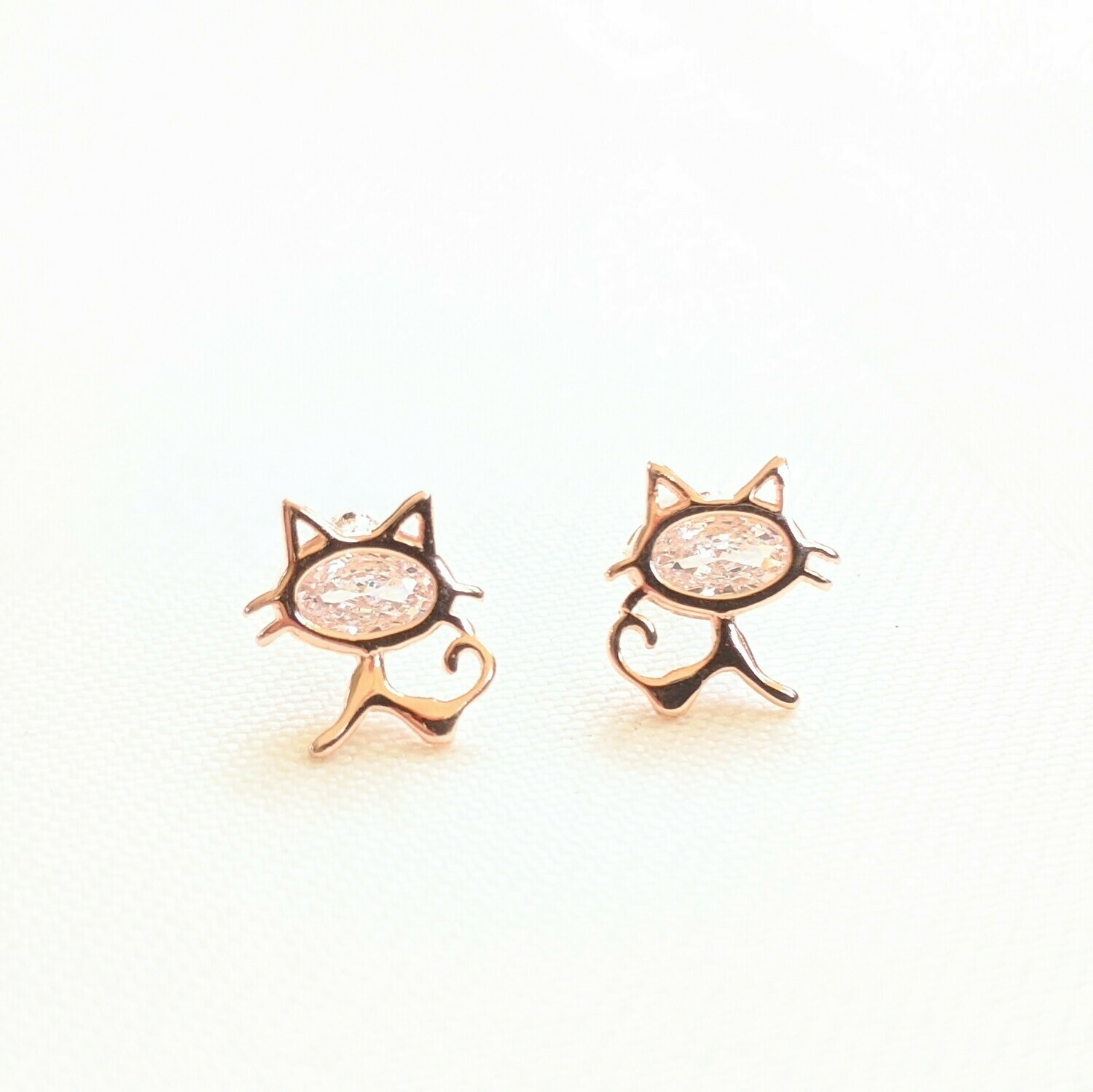 Sparkling Crystal Cat (Rose Gold) - Earrings