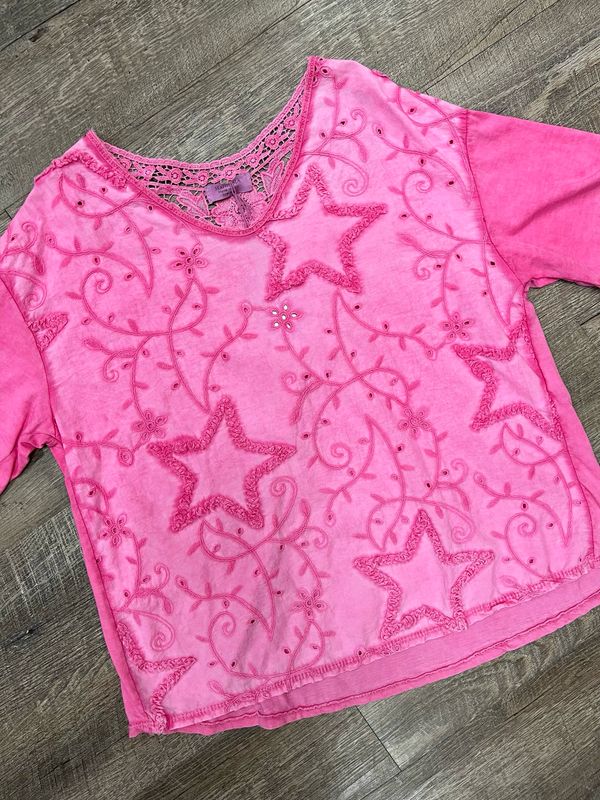 Pink Embroidered