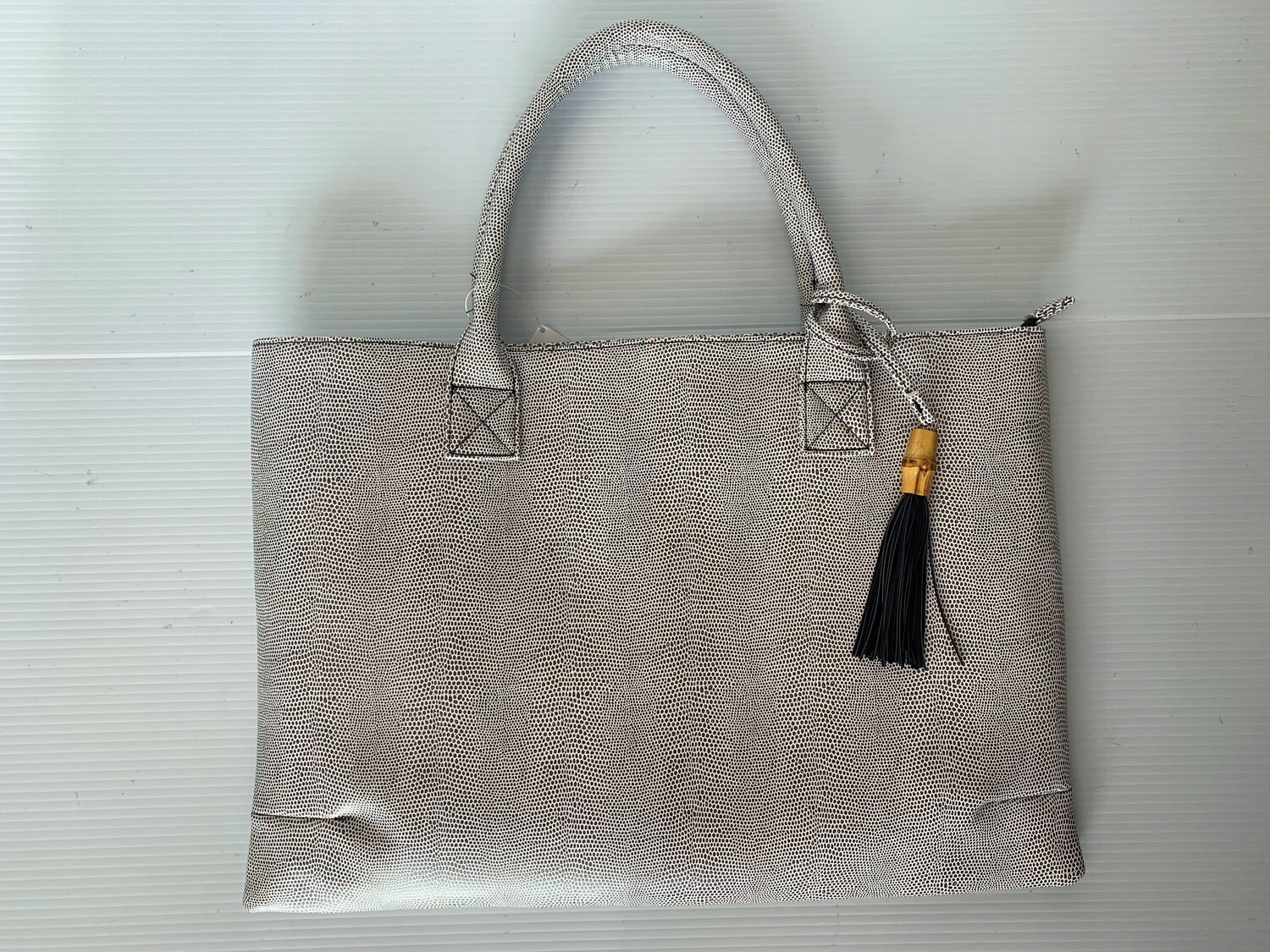 Black Speckled Fringe Tote