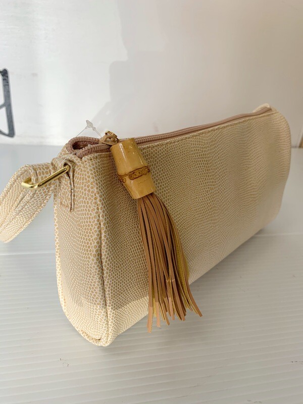 Nude Speckled Fringe Crossbody