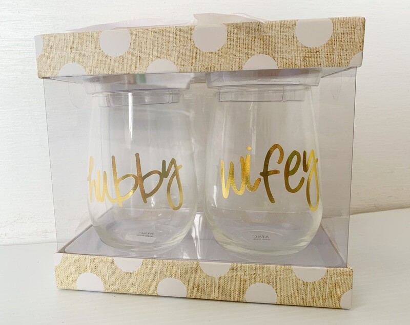 Hubby and Wifey Wine Glasses