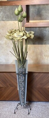 Faux Flower Decor Glass/Iron Vase Faux Flower Decor Glass/Iron Vase