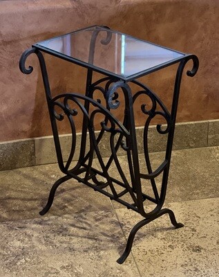 Wrought Iron Glass Top Side Table/Magazine Rack Wrought Iron Glass Top Side Table/Magazine Rack
