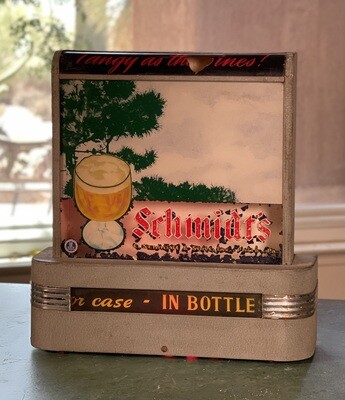 Rare 1930s-40s Schmidt's Beer  “Tangy as the Pines" Art Deco Lighted Bar Sign Reverse Painted C Schmidts & Sons Philadelphia PA Schmidt