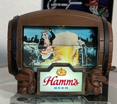 1960s Hamm’s Beer Barrel Motion Flip Sign Display Hamms