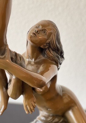 Cupid & Psyche Bronze patinaed Statue Sculpture