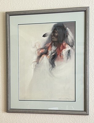 Signed Ozz Franca Litho Native American Lithograph Framed Print  #3