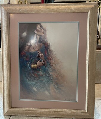 Signed Ozz Franca Litho Native American Lithograph Framed Print  #5