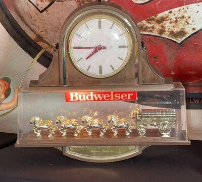 Budweiser Clydesdale Clock Sign Small Anheuser-Busch Lighted Advertising