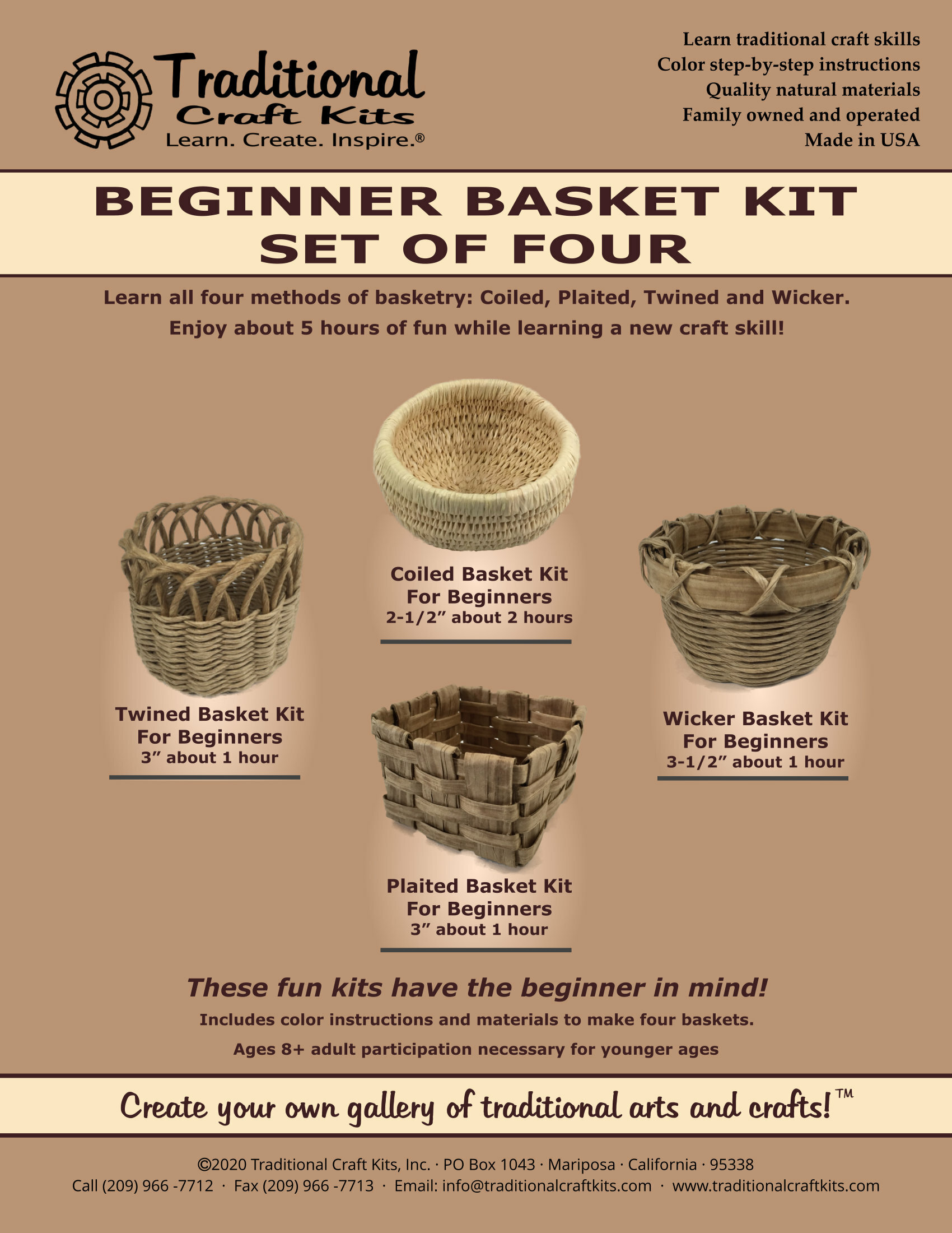 Traditional Craft Kits Beginner Coil Basket Kit - Complete Basket