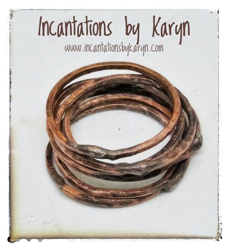 Set of (3) rustic copper stacking rings