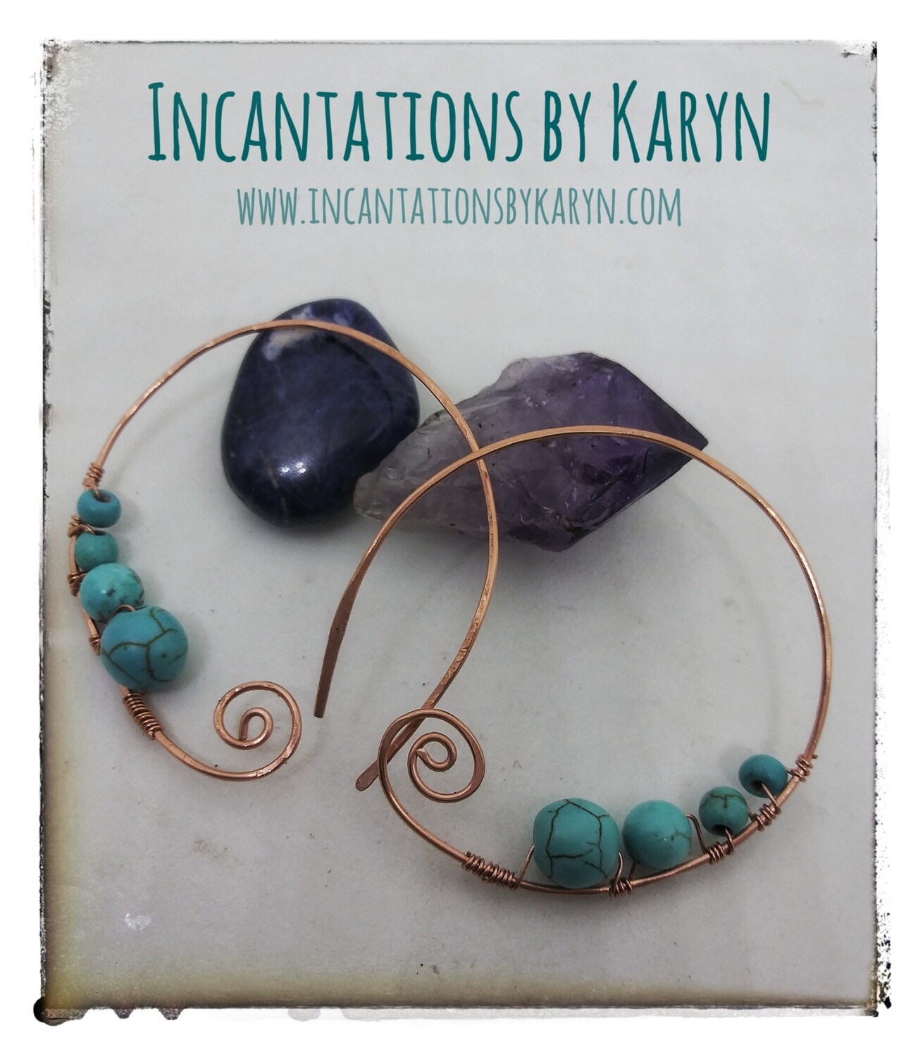 Turquiose &amp; copper earrings
