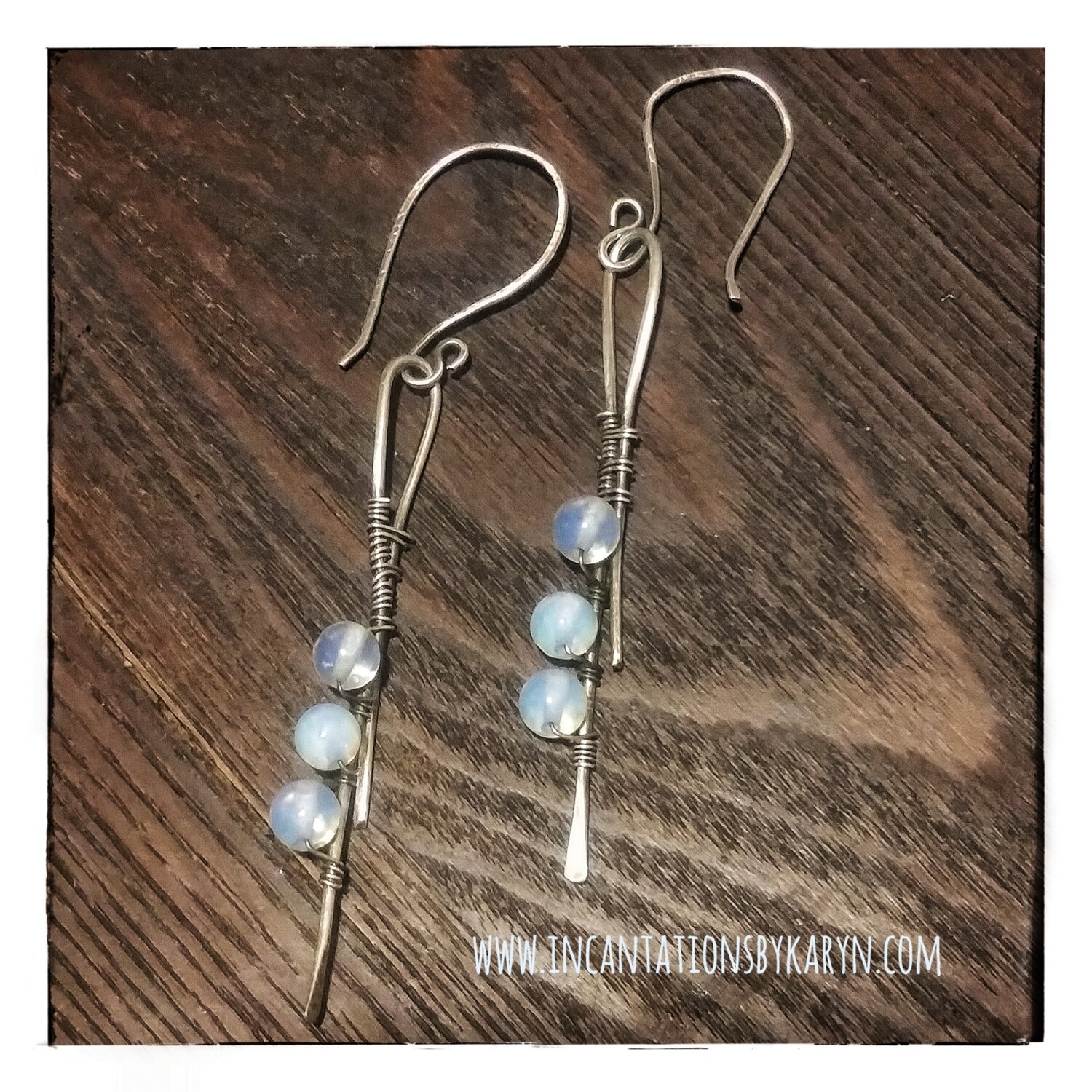 Sterling Silver Hairpin Earrings w moonstone
