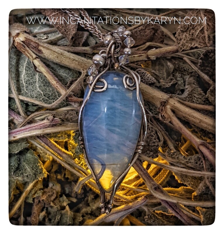 Ethiopian teardrop opal sterling silver pendant