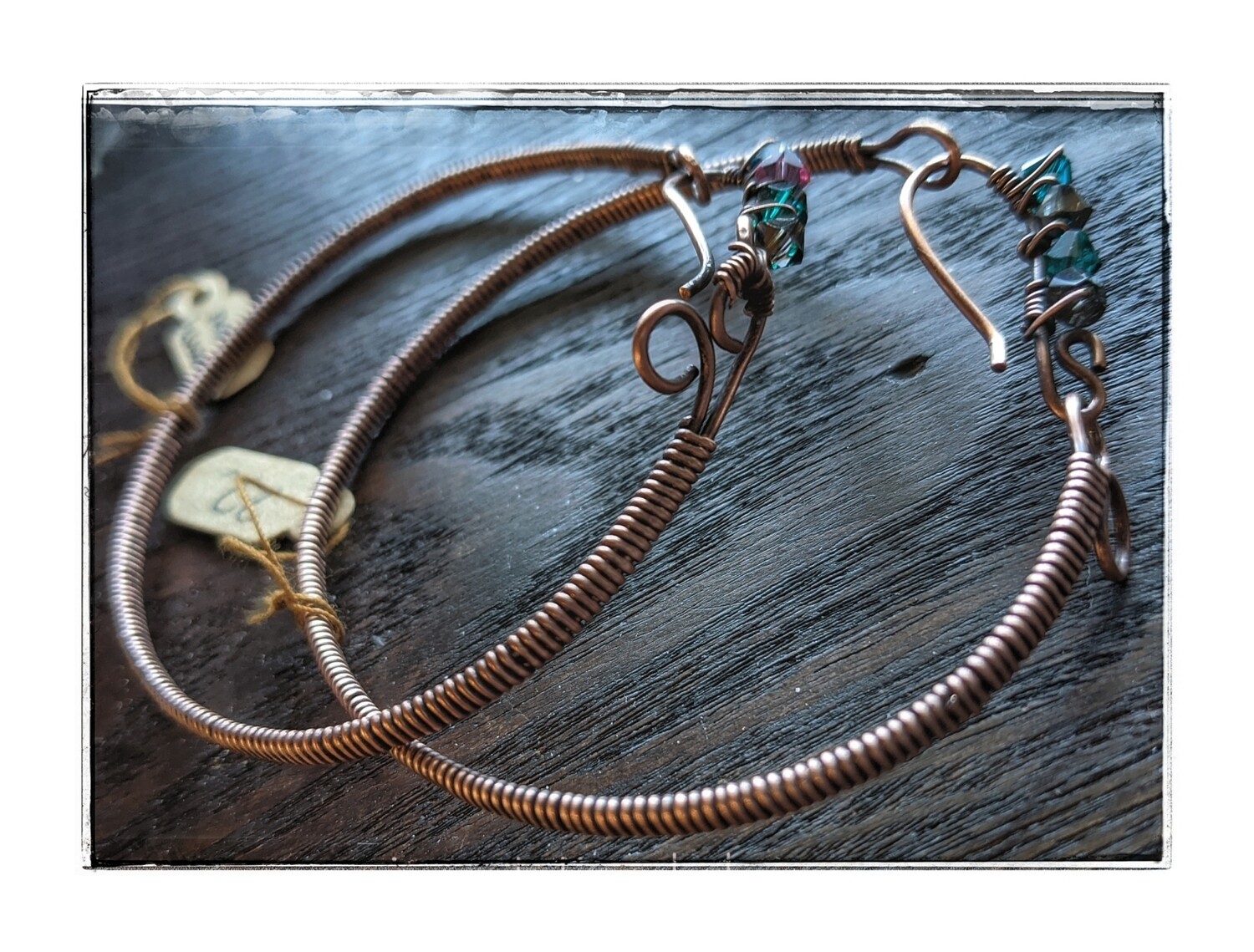 Woven Copper Bracelet w/Swarovski Crystals