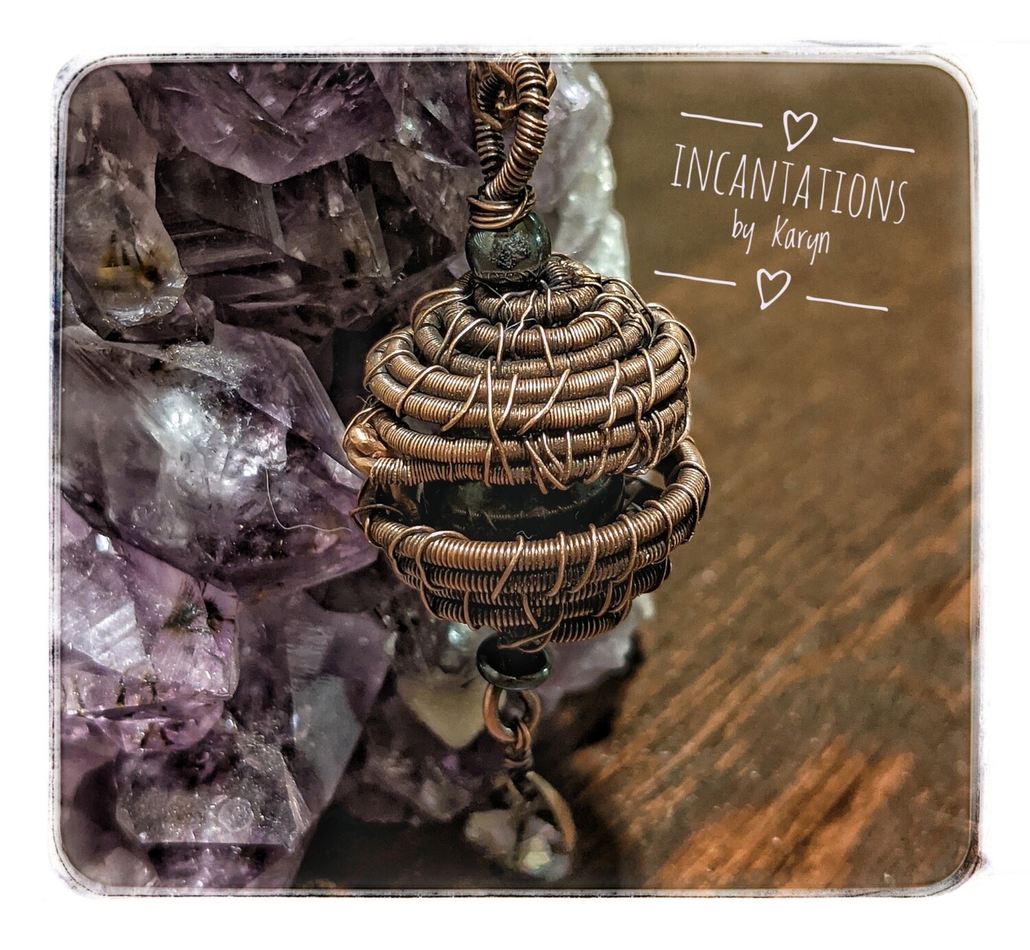Handwoven copper locket