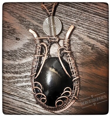 Onyx Cabochon Copper Pendant
