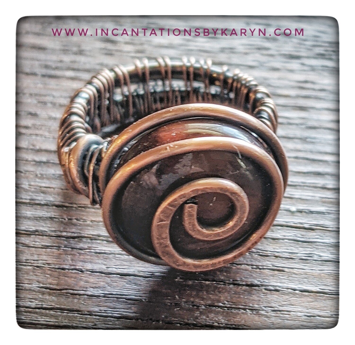 Red Tiger&#39;s Eye unisex copper ring