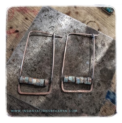 Rectangular Amazonite/Copper Earrings