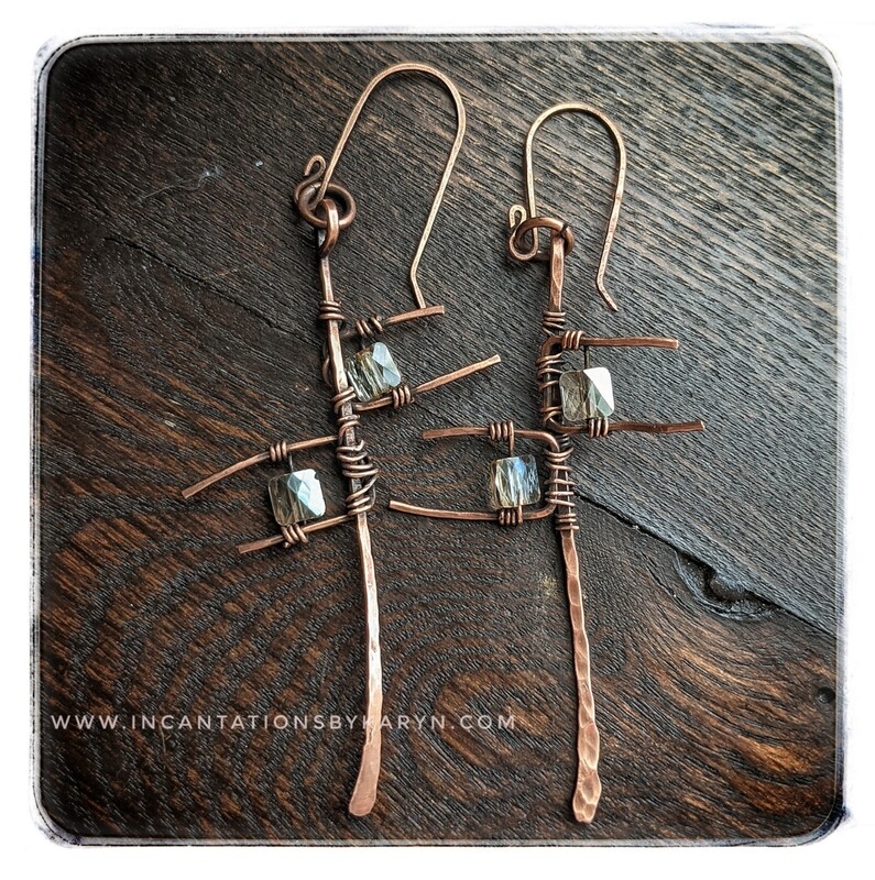 Swarovski citrine crystal &amp; copper earrings