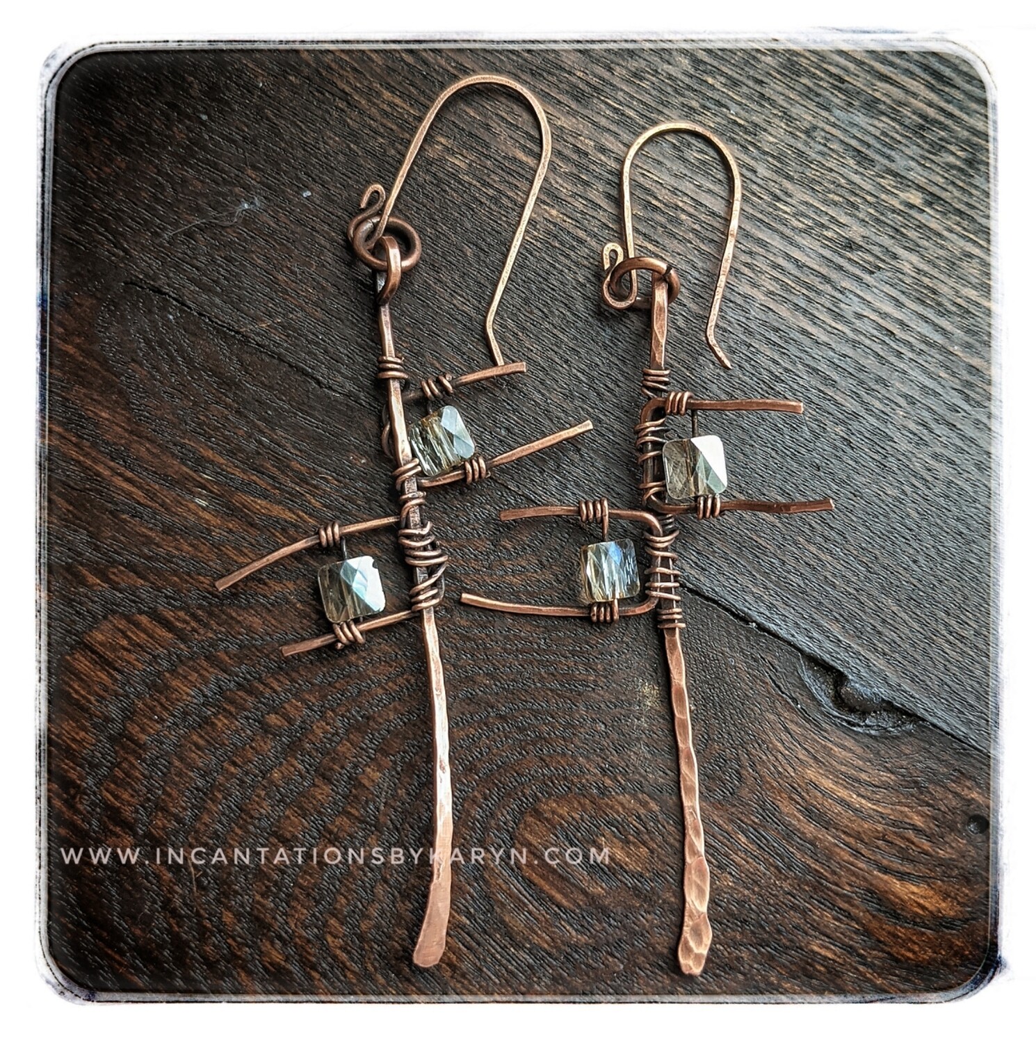 Swarovski citrine crystal &amp; copper earrings