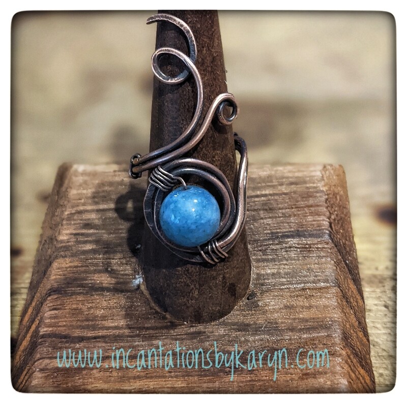 Aquamarine Copper Ring