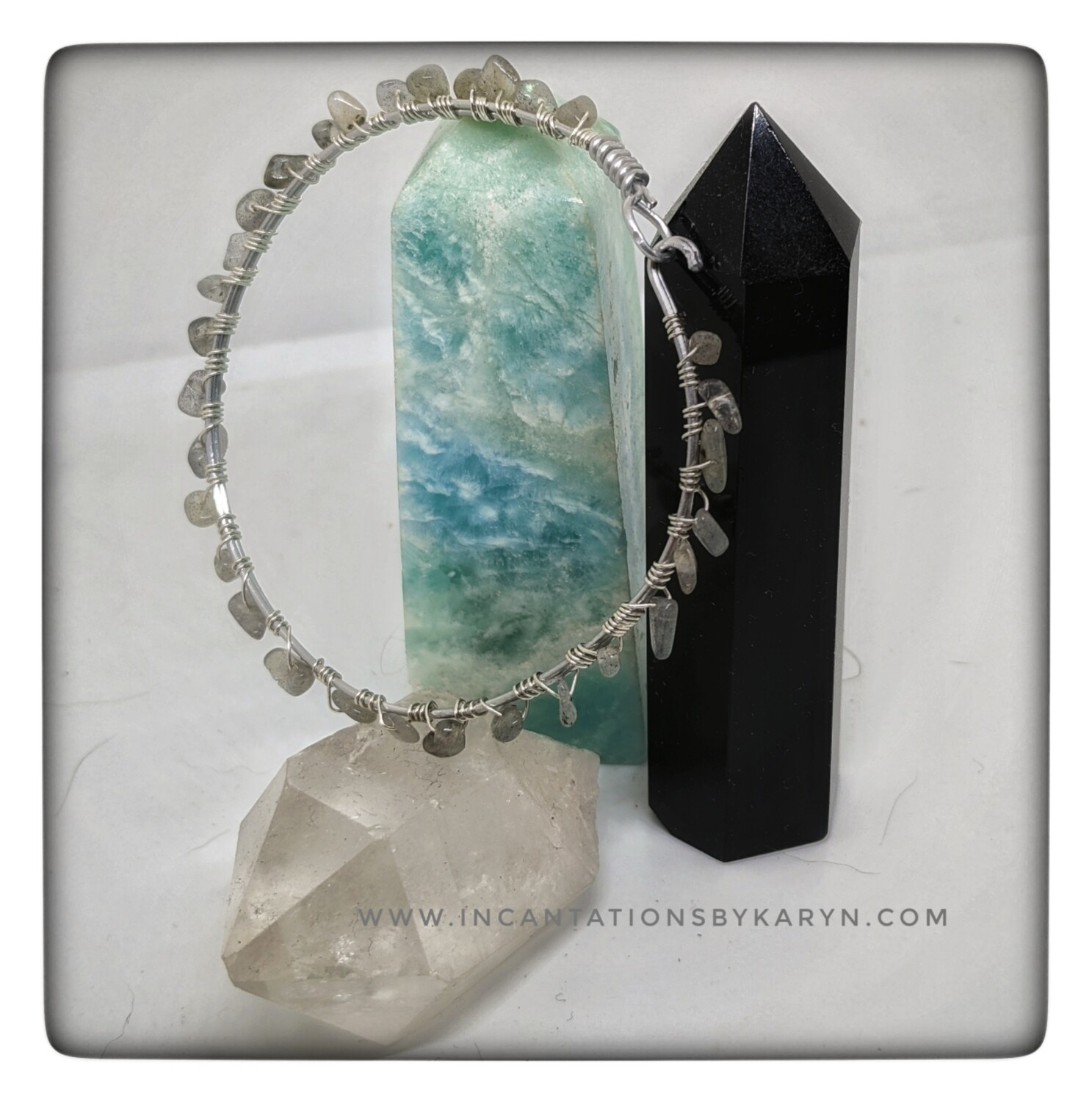 Lightweight Aluminum &amp; Laboradite Bracelet