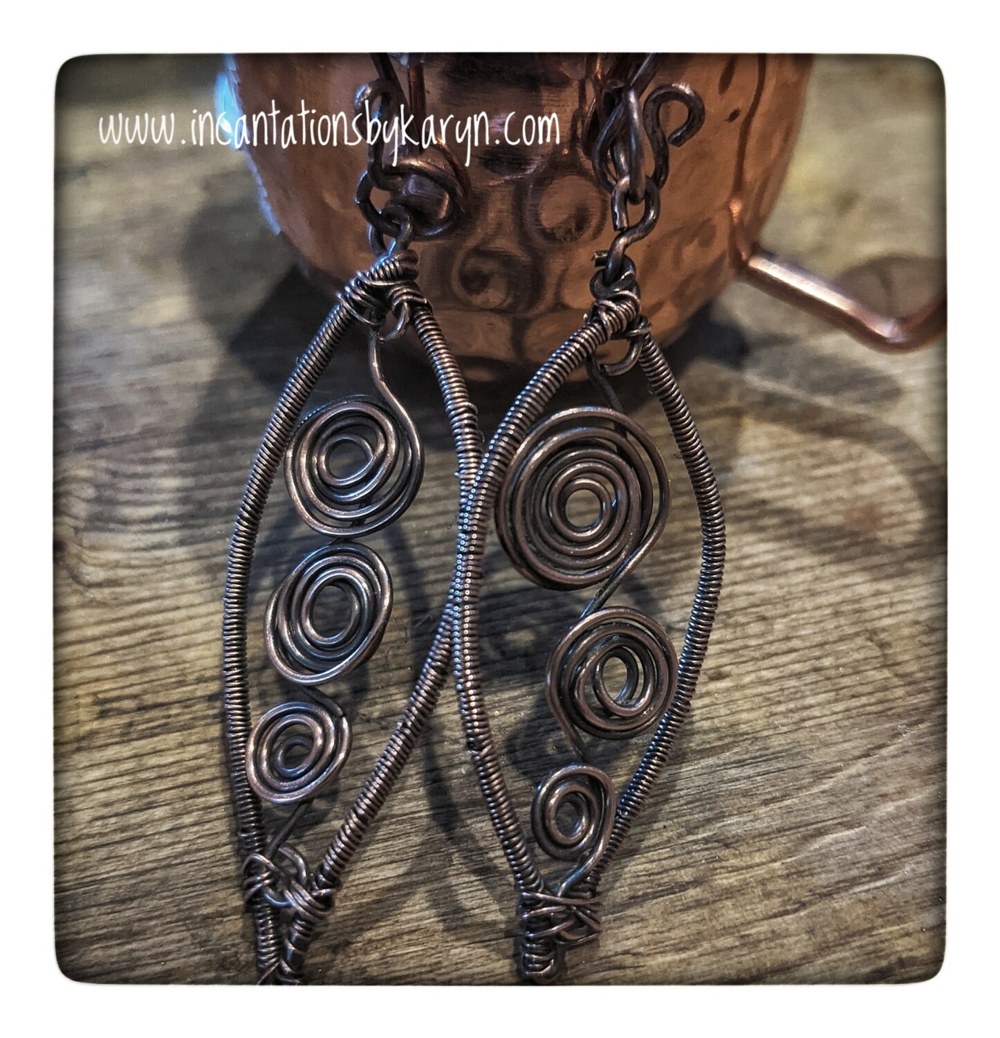 Copper swirl earrings