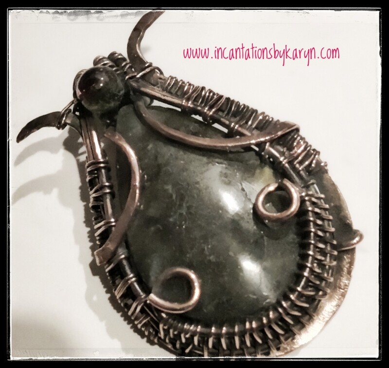 Copper laborodite pendant with chain