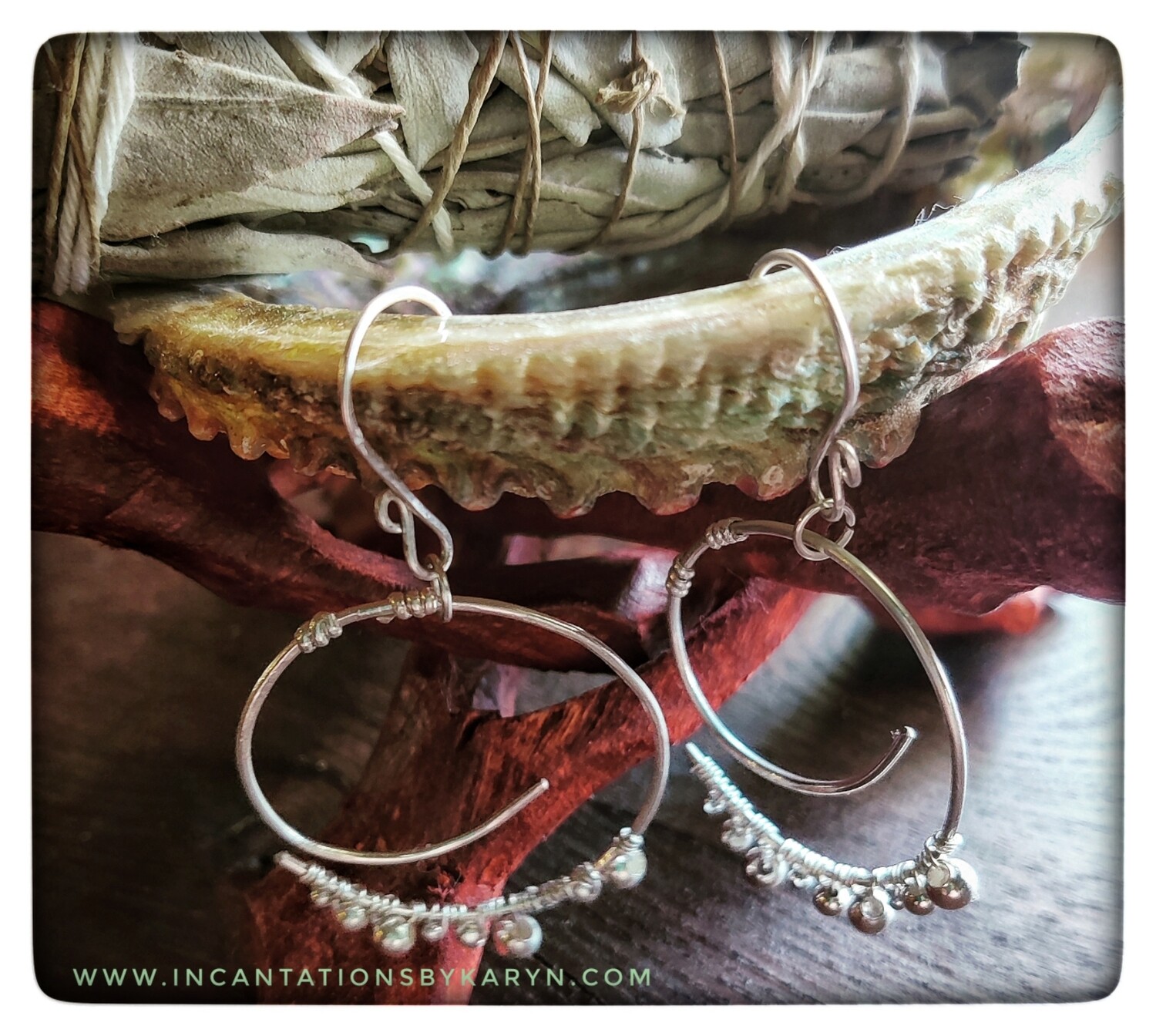 Sterling Silver hoops w/accent beads