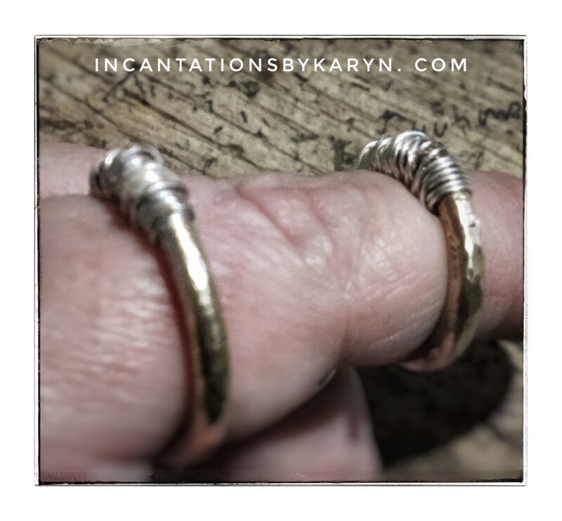Mens hammered brass/sterling ring