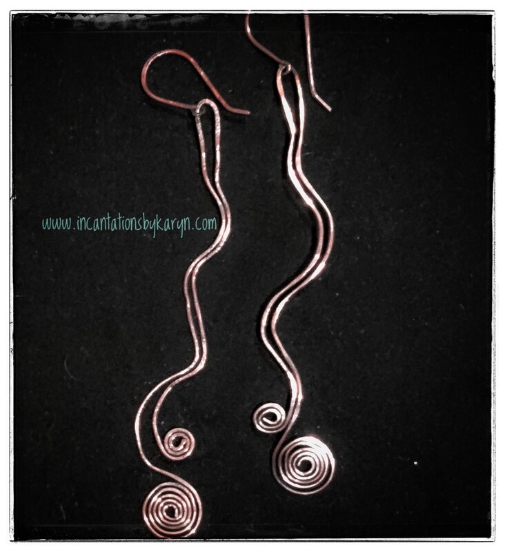 Fluent wave copper or sterling earrings