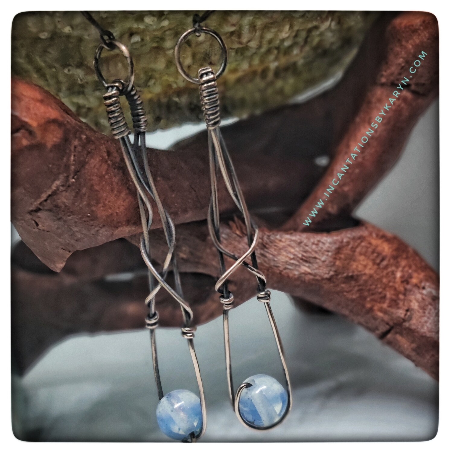 Criss Cross Opalite and Copper Earrings