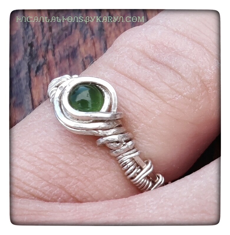Petite Jade and 925 Sterling Silver Ring