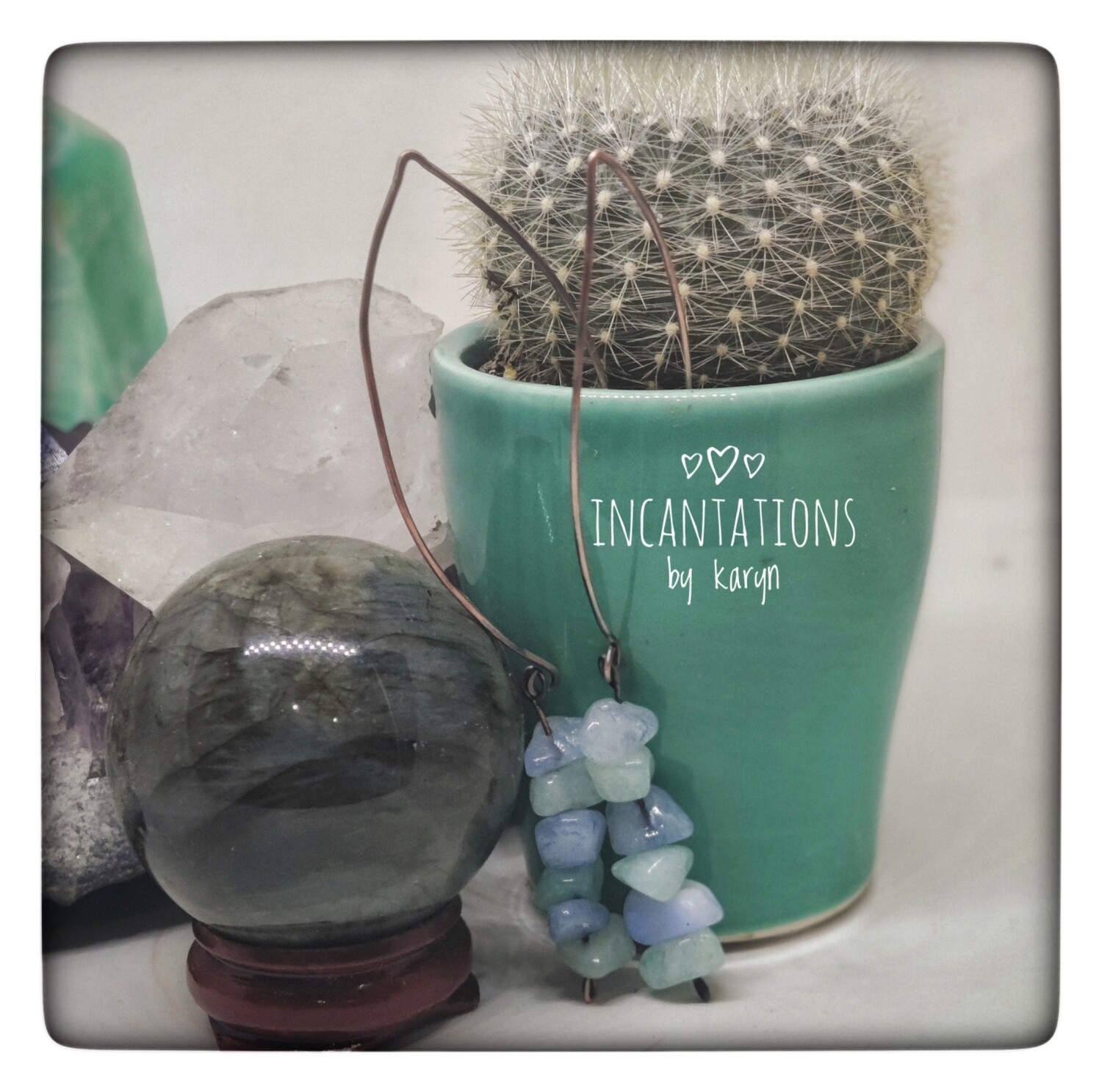 Blue/Green Agate Gemstone Earrings