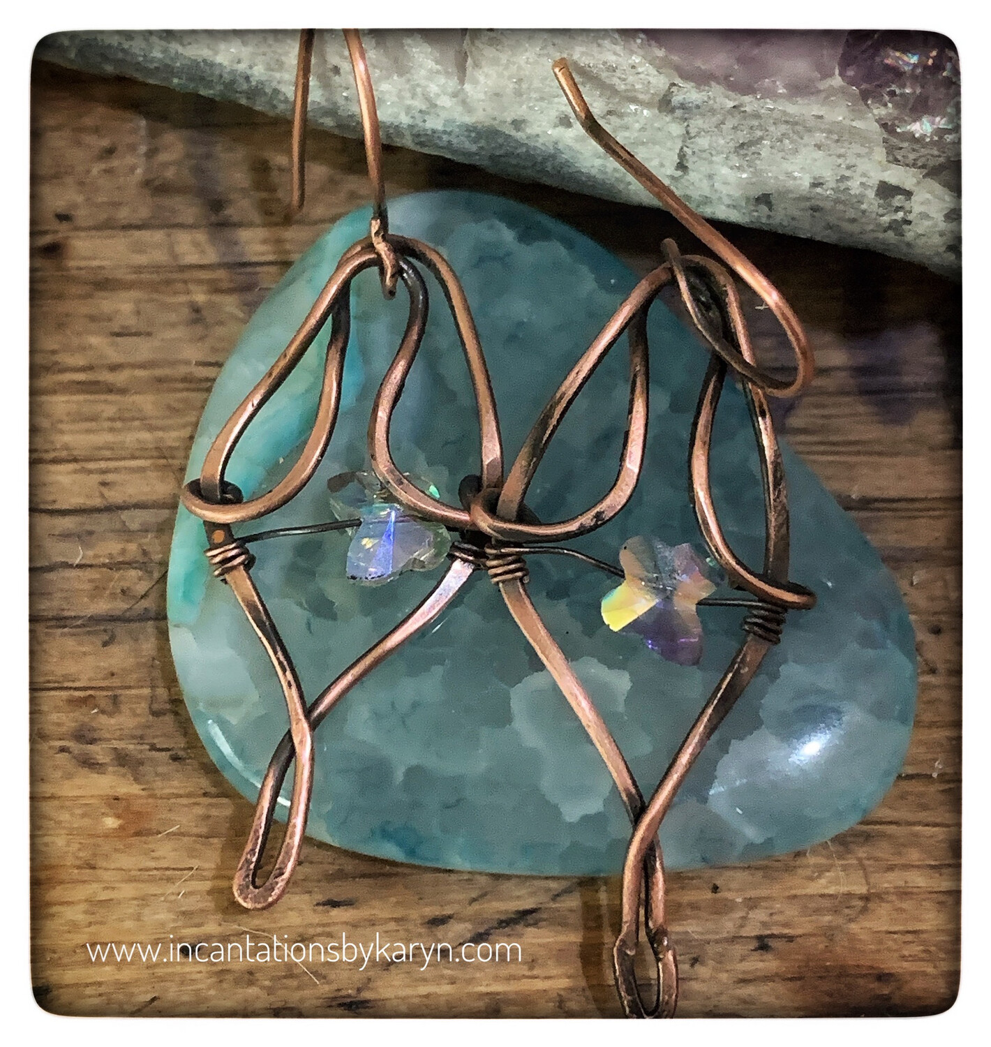 Copper And Swarovski Crystal Earrings