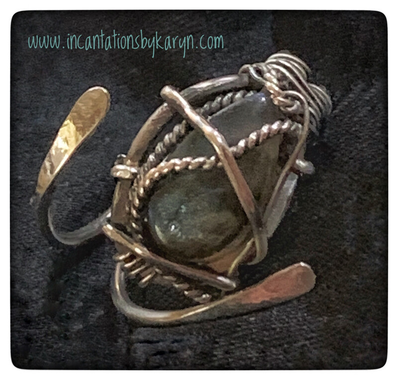 Sterling Silver &amp; Laborodite Pear Shaped Gemstone Ring