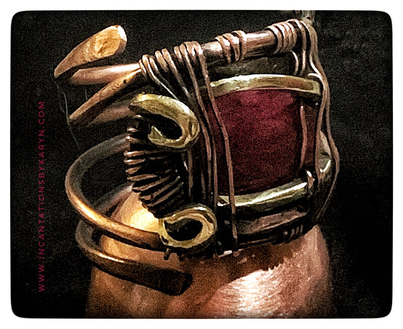 Raw Ruby Copper And Brass Royal Mens Ring