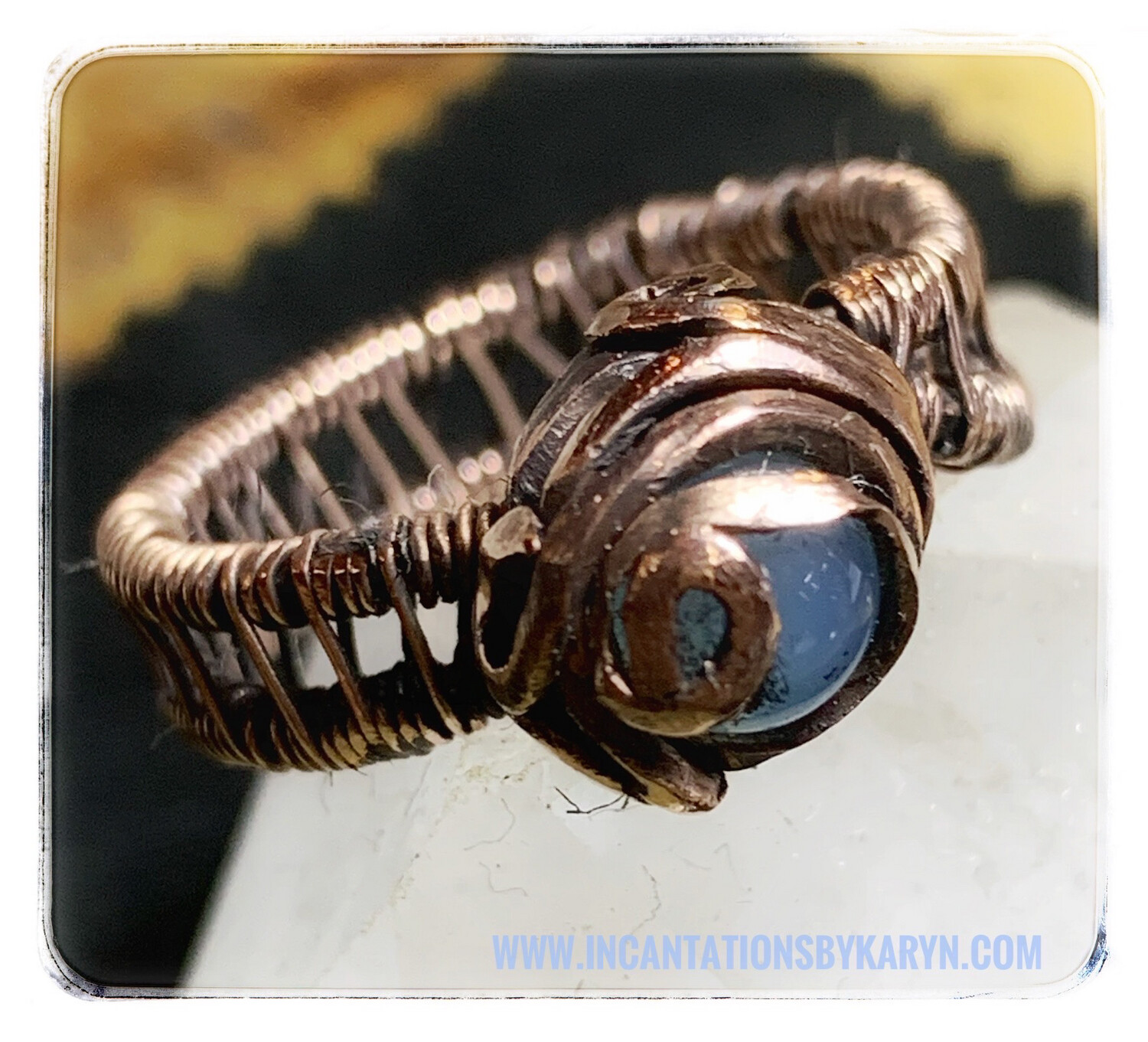 Moonstone And Oxidized Copper Ring